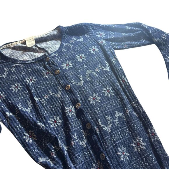 LUCKY BRAND FAIR ISLE DEER VASE LAYER WAFFLE KNIT ONE PIECE SIZE XL - Picture 4 of 5